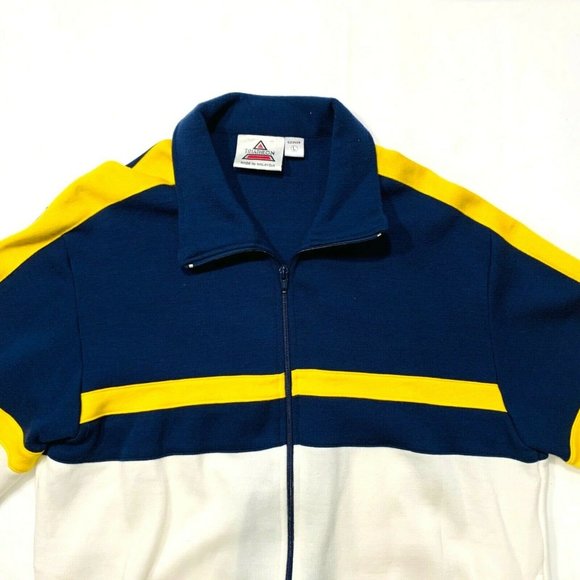 Triathlon Brand Full Zip Jacket Jersey Sweatshirt Mock Neck Blue White‎ Yellow L - Picture 2 of 11